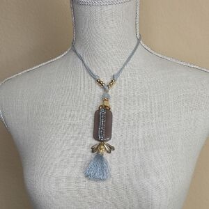Park Lane Genuine Agate and Crystal Tassel Necklace